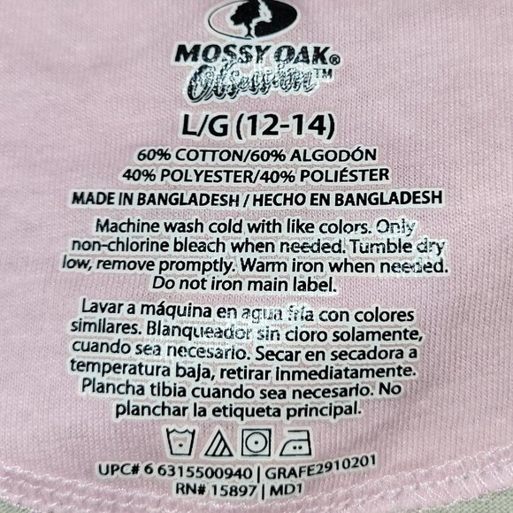 Mossy Oak Obsession Ladies T-shirt Camo Cap Sleeve Misses Size Large (12/14) - Picture 3 of 4